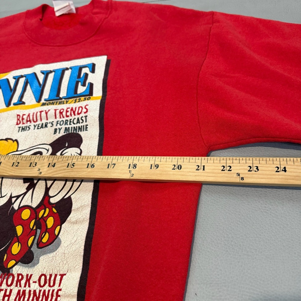 90s Mickey & Co Minnie Mouse Pin Up Red‎ Disney Sweatshirt L Skate Hook Up-4870 - Picture 7 of 8
